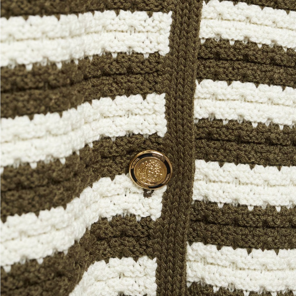 Mango STRIPED CARDIGAN WITH JEWEL BUTTONs - Picture 6 of 9